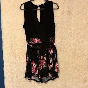 Torrid Black and Pink Floral Romper